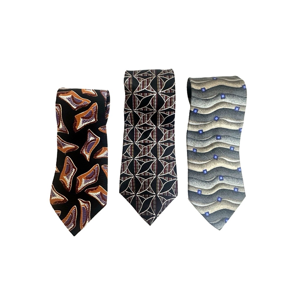 Men's Neckties Ties Various Colors & Patterns Lot of 3 Silk Italian